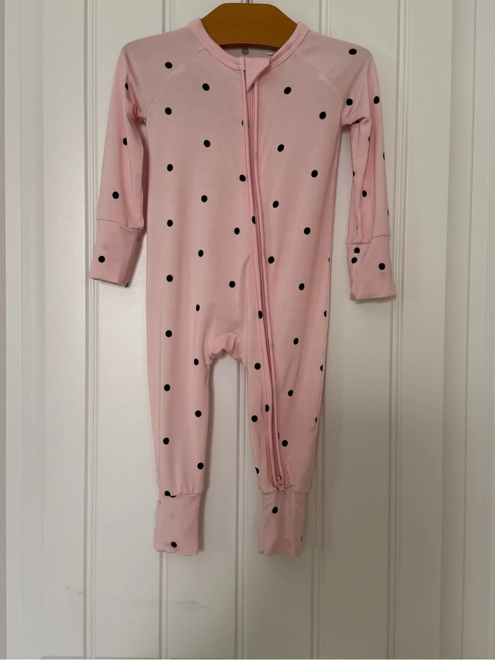 In My Jammers Blush Pink Polka Dot Zip 0–3 Months Bamboo Viscose Baby Sleeper